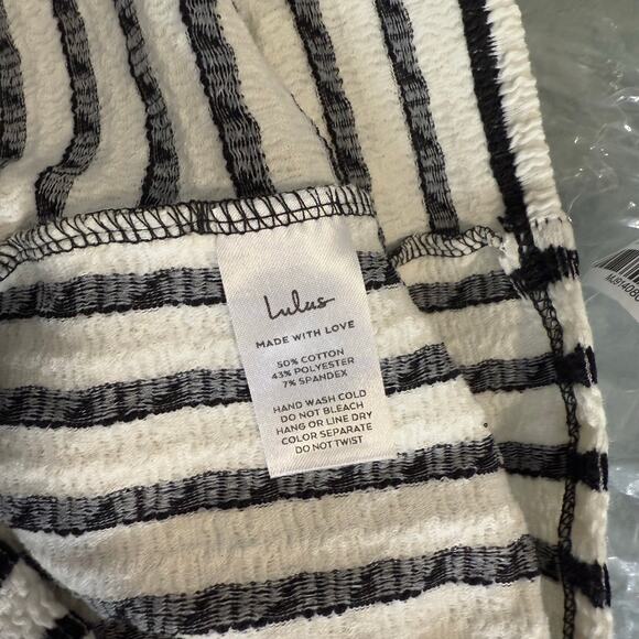 Lulus Constantly Trendy Ivory Striped Crinkle Bodycon Midi Dress, Small 2448291 - Picture 5 of 5